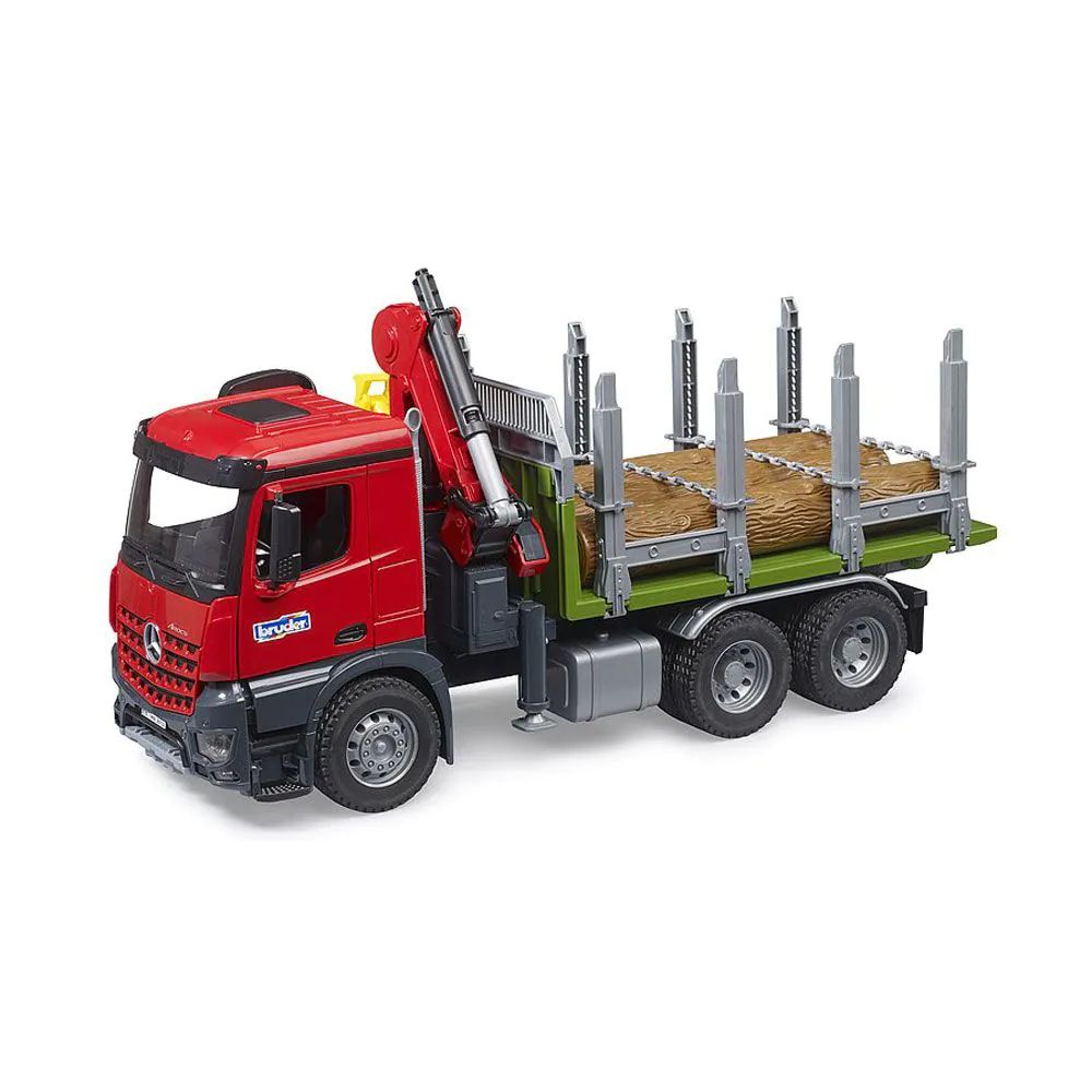 Camion cu macara si 3 lemne Bruder Mercedes Benz Arocs - poza 4
