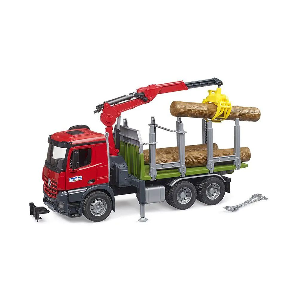 Camion cu macara si 3 lemne Bruder Mercedes Benz Arocs - poza 5