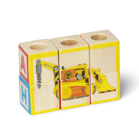 Camion cu remorca, 28 cuburi din lemn cu litere si 3 figurine Paw Patrol, Patrula Catelusilor - poza 3