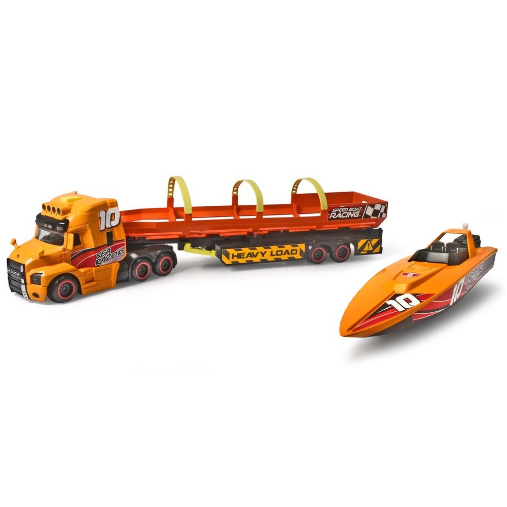 Camion cu remorca si barca Dickie Sea Race Truck 41 cm - poza 1
