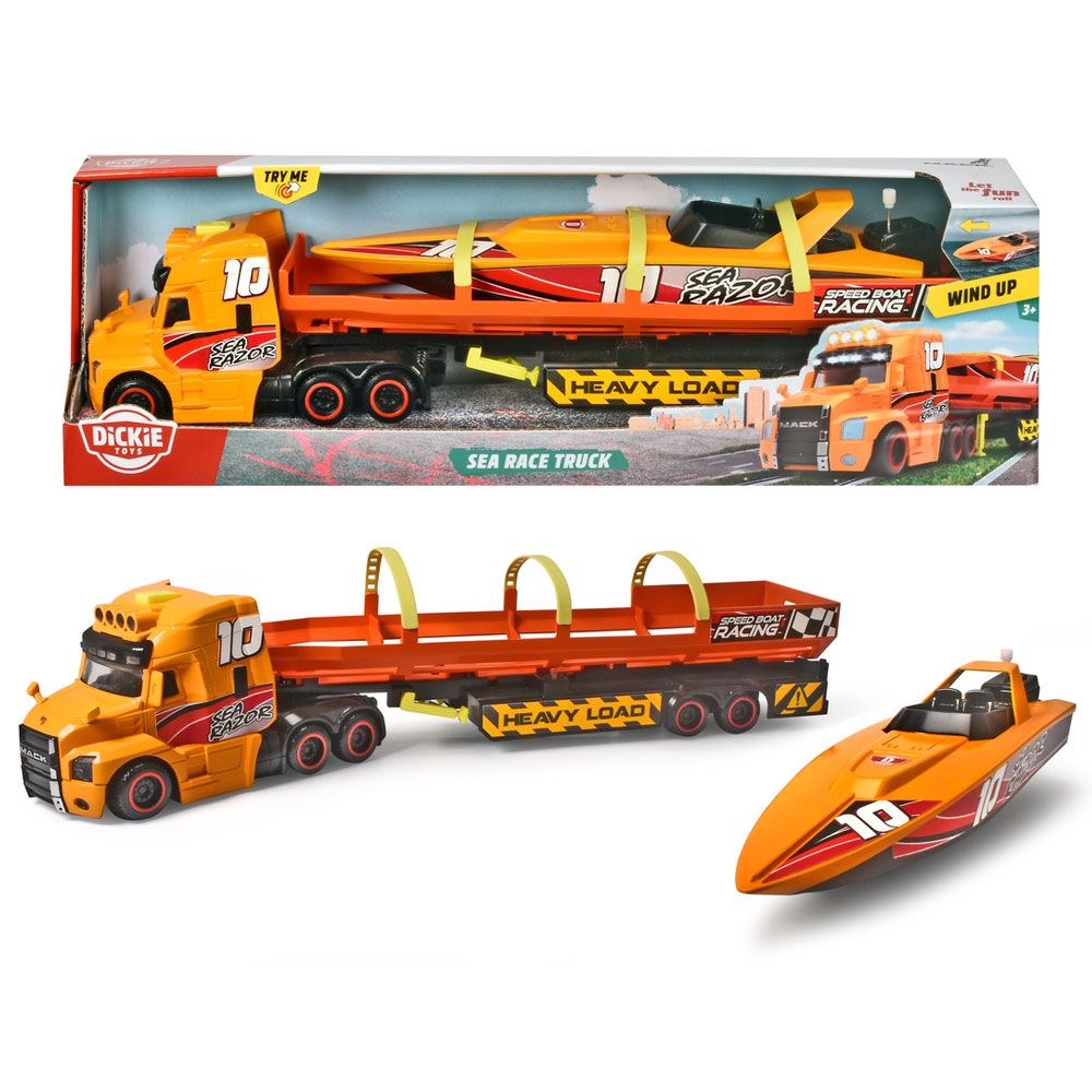 Camion cu remorca si barca Dickie Sea Race Truck 41 cm - poza 2