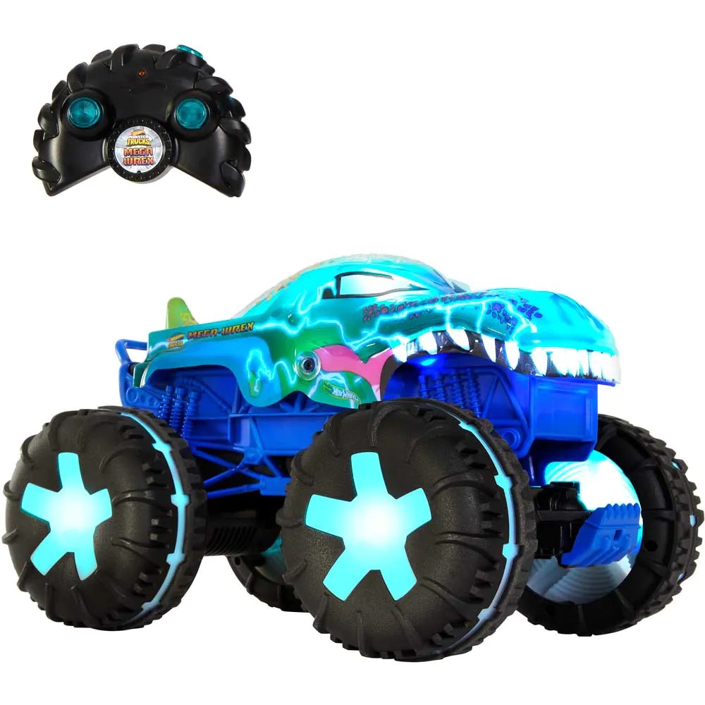 Camion cu telecomanda Hot Wheels Monster Trucks Power Smashers Mega Rex Alive 1:15 - poza 1