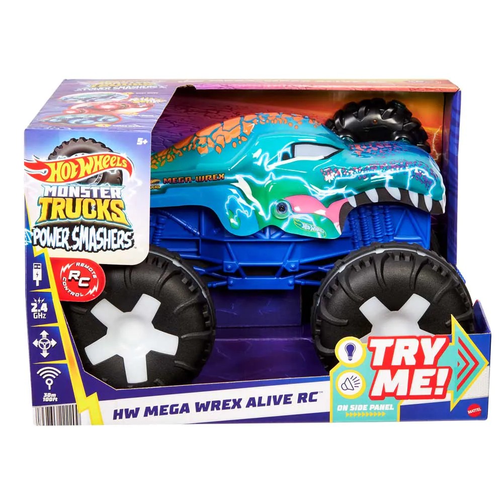 Camion cu telecomanda Hot Wheels Monster Trucks Power Smashers Mega Rex Alive 1:15 - poza 2