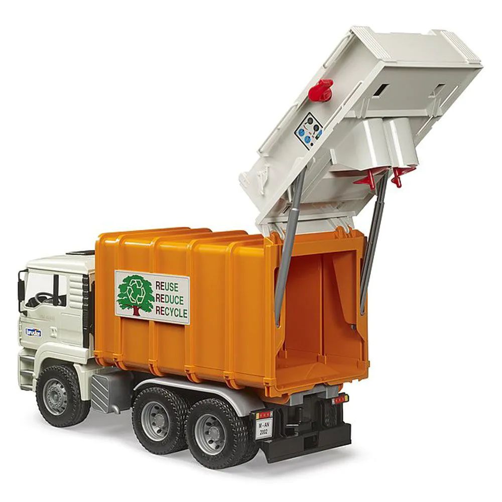 Camion de gunoi cu 2 pubele Bruder MAN TGA - poza 3