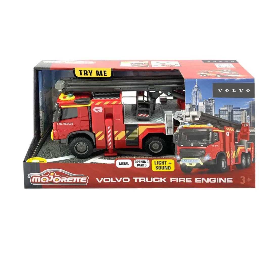 Camion de pompieri metalic Majorette Volvo cu lumini si sunete 19 cm - poza 2