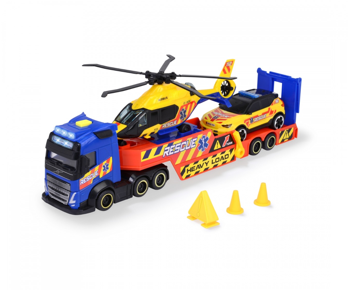 Camion de salvare Volvo cu elicopter Airbus H160 si masinuta XC40 Dickie - poza 1