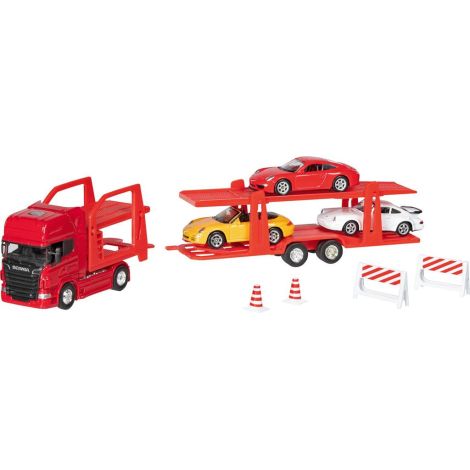 Camion die-cast transportor de masini Scania V8, scara 1 la 60-64, lungime 29 cm - poza 2