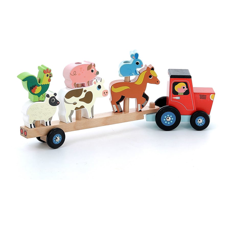 Camion pentru transport animale - Jucarie de stivuire din lemn - Vilac