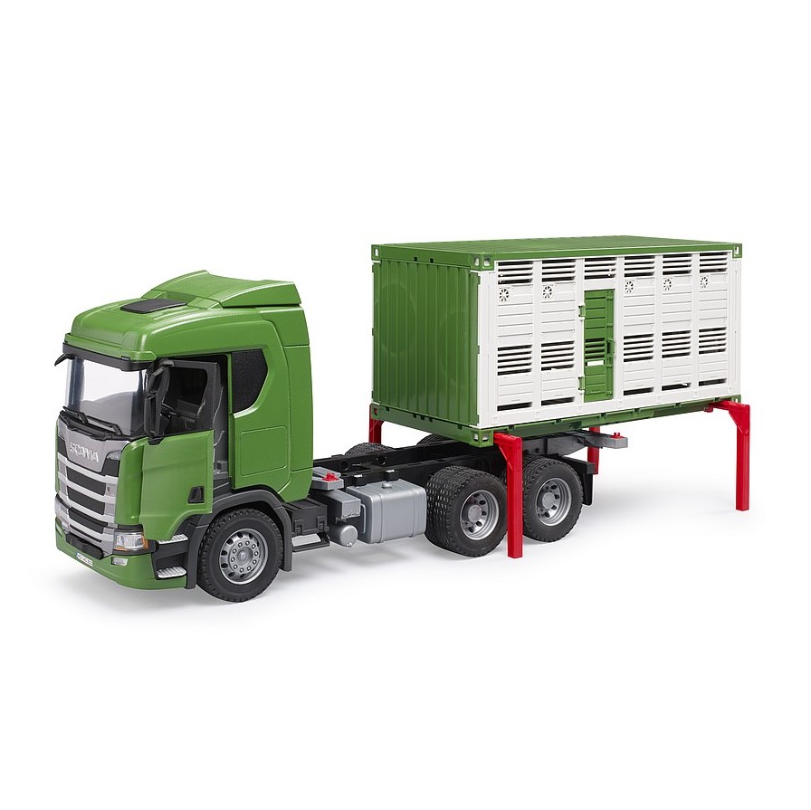 Camion transport animale cu figurina vacuta Bruder Scania Super 03548 - poza 3