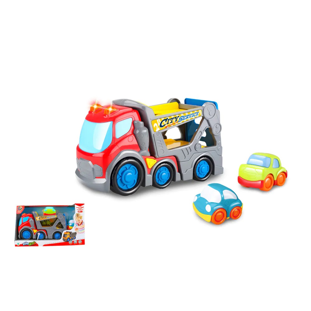 Camion transportator cu 2 masinute, sunete si lumini Kiddy Go 31 cm - poza 1