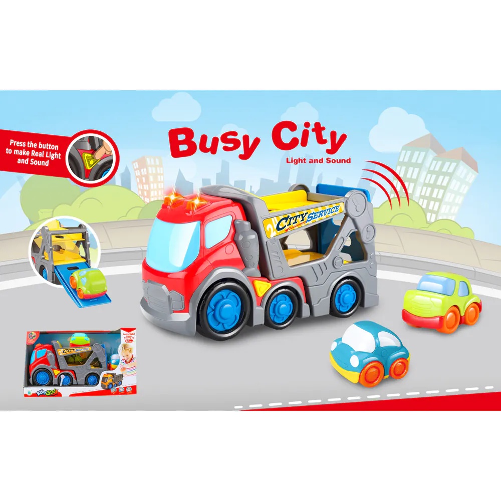 Camion transportator cu 2 masinute, sunete si lumini Kiddy Go 31 cm - poza 2