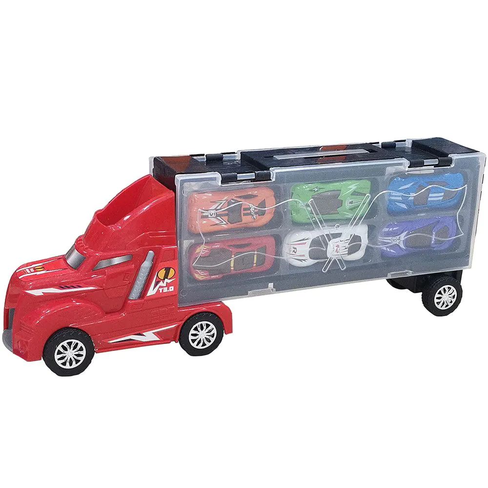Camion transportator cu 6 masinute Metal Hauler 38 cm - poza 1