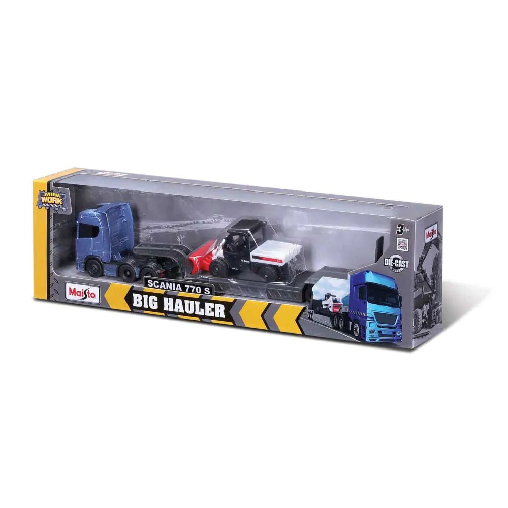 Camion transportator cu excavator Bob Cat Maisto Mini Scania 770 S - poza 3