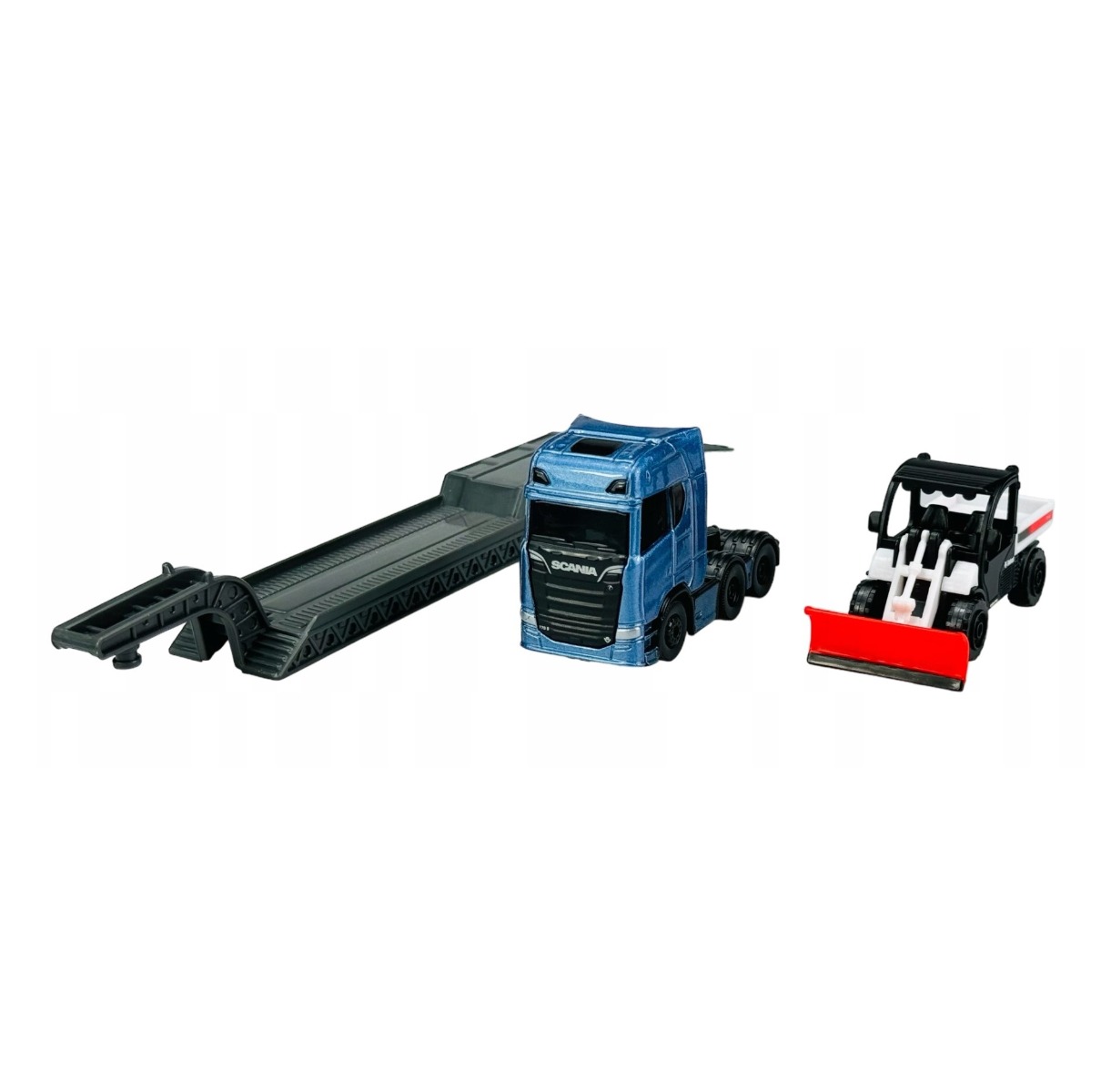 Camion transportator cu excavator Bob Cat Maisto Mini Scania 770 S - poza 5