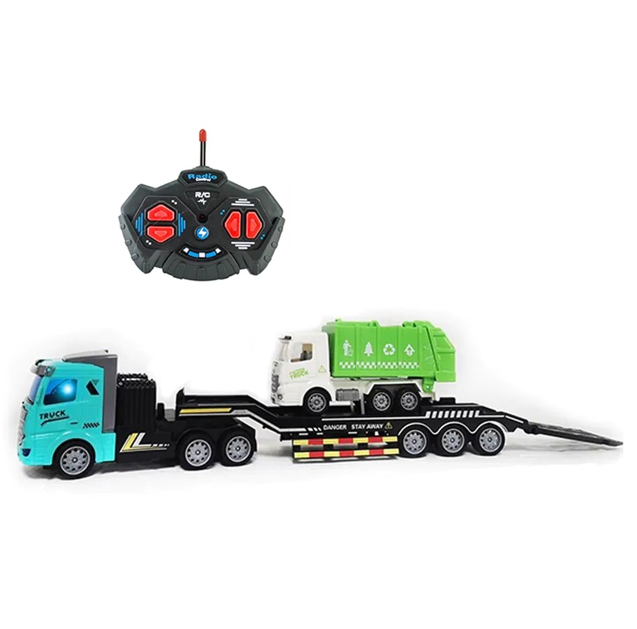 Camion transportator cu Masina de Gunoi cu telecomanda Ocie 1:16 34 cm - poza 1