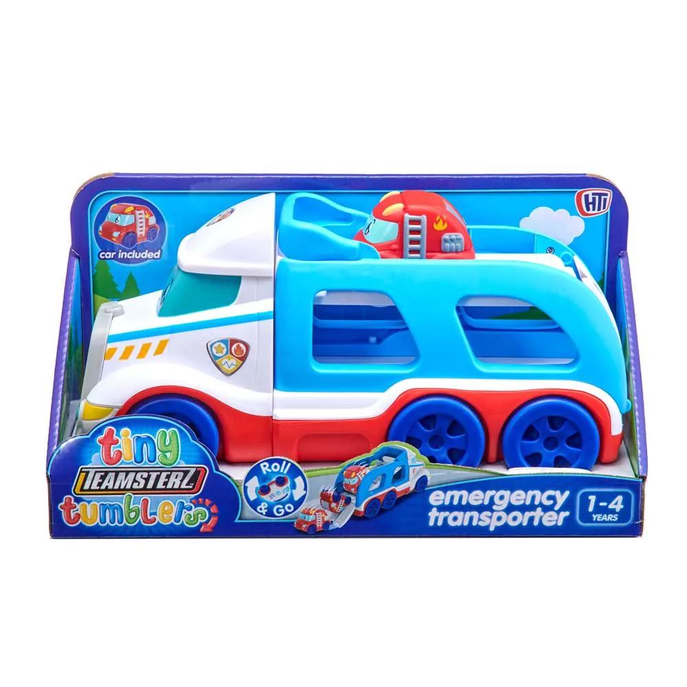 Camion transportator cu o masinuta din plastic moale Tiny Teamsterz - poza 2