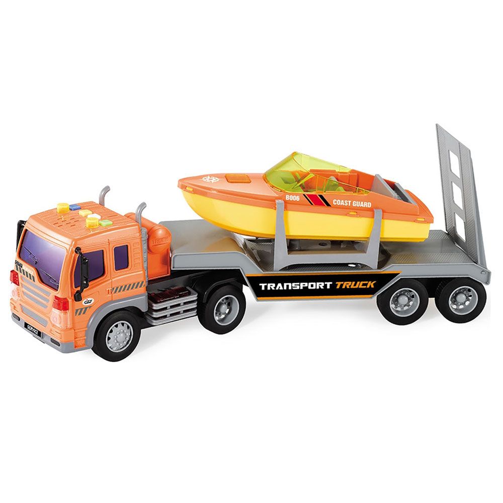 Camion transportator cu salupa Ocie City Service 1:16 - poza 1
