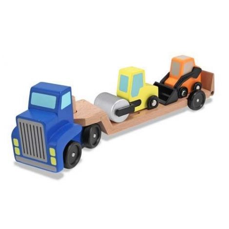 Camion transportor cu platforma cu utilaje de constructii Melissa and Doug - poza 3