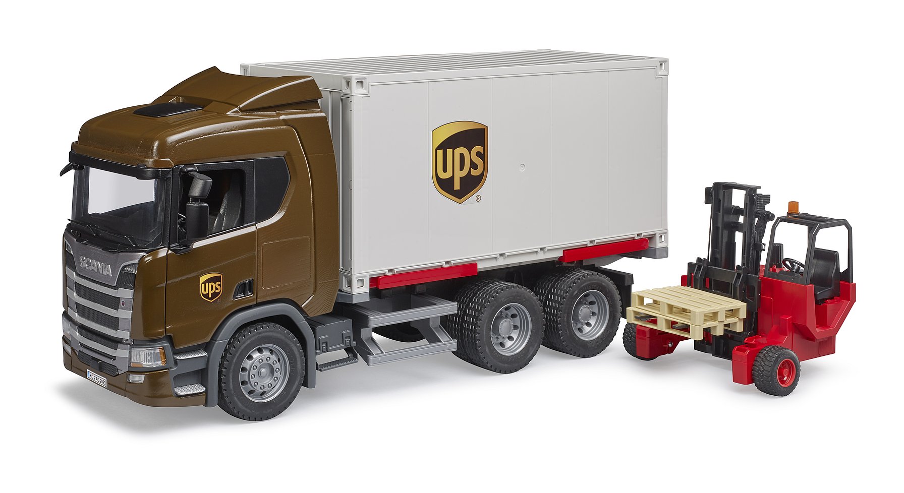 Camion UPS cu incarcator electric Bruder Scania Super 03582 - poza 1