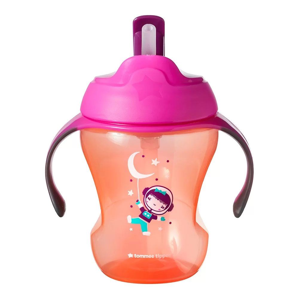 Cana antivarsare cu pai Tomme Tippee 230ml 6 luni+ roz si portocaliu - poza 1