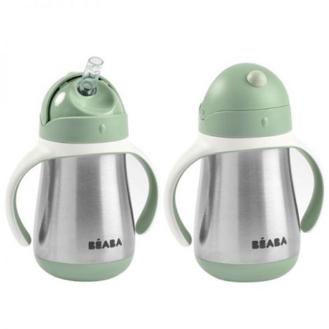 Cana cu pai din inox Beaba 250 ml Sage Green - poza 2