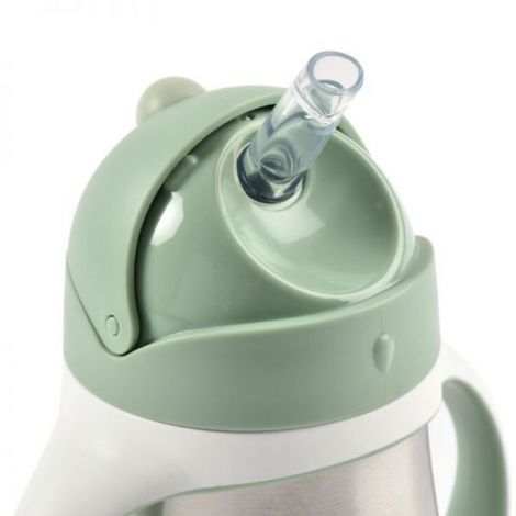 Cana cu pai din inox Beaba 250 ml Sage Green - poza 3