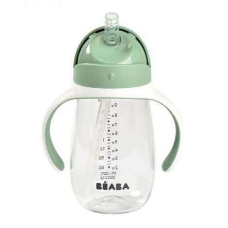 Cana cu pai din Tritan Beaba 300 ml Sage Green - poza 1