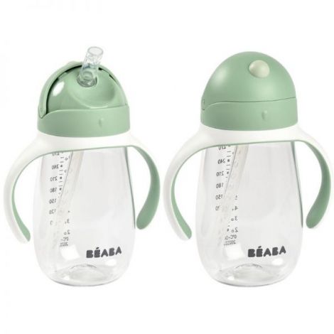Cana cu pai din Tritan Beaba 300 ml Sage Green - poza 2