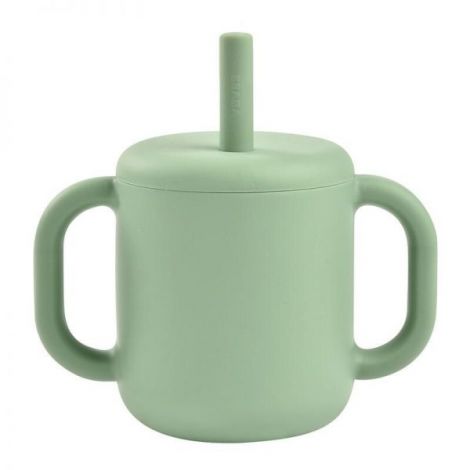 Cana de antrenament cu pai din silicon Beaba Sage Green - poza 1