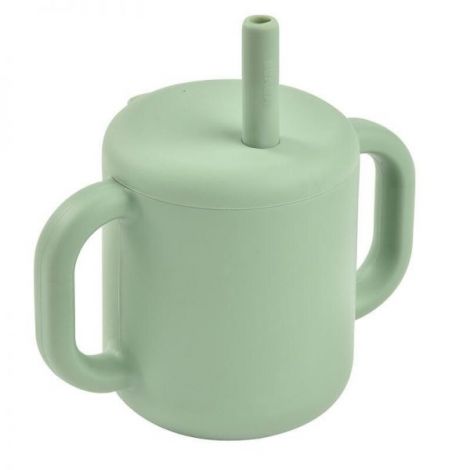 Cana de antrenament cu pai din silicon Beaba Sage Green - poza 2