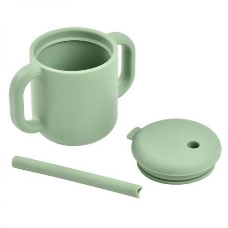 Cana de antrenament cu pai din silicon Beaba Sage Green - poza 3