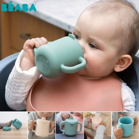 Cana de antrenament silicon Beaba Sage Green - poza 5