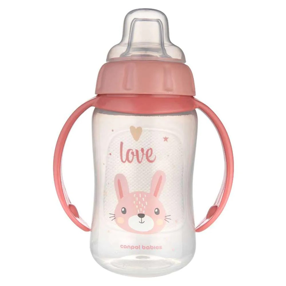 Cana de tranzitie cu duza silicon si manere Canpol 6 luni + 320 ml Roz - poza 1