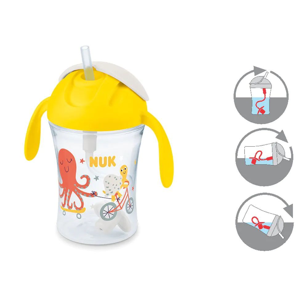 Cana de tranzitie cu pai si manere Nuk Motion Cup 230 ml galbena 8 luni+ - poza 2