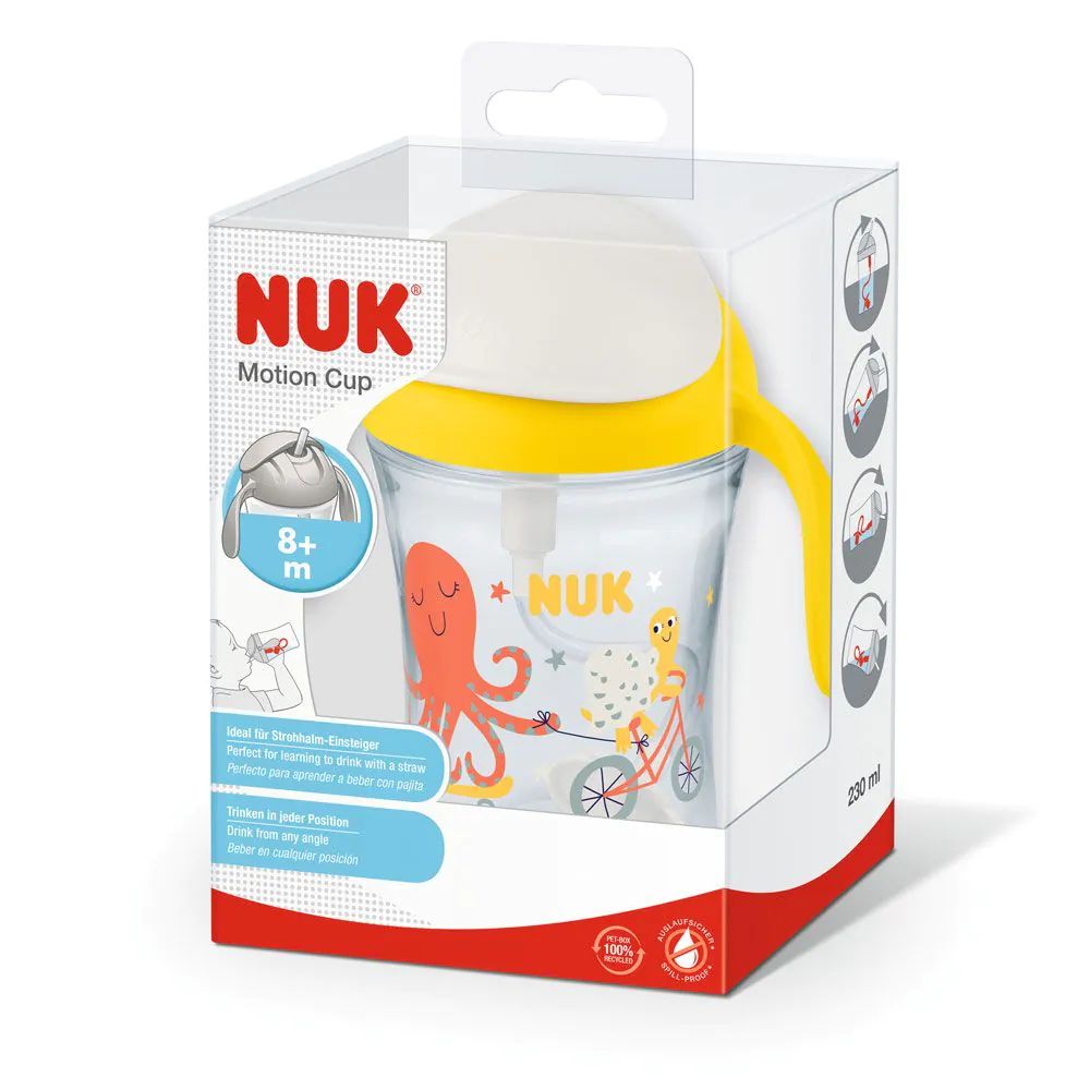 Cana de tranzitie cu pai si manere Nuk Motion Cup 230 ml galbena 8 luni+ - poza 3