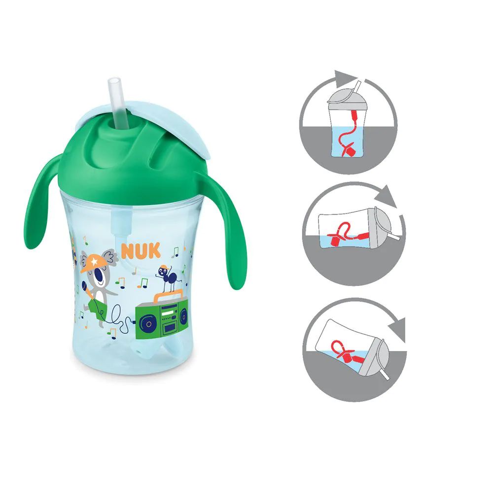 Cana de tranzitie cu pai si manere Nuk Motion Cup 230 ml Verde 8 luni+ - poza 2