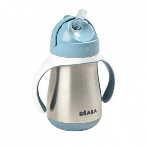 Cana inox cu pai 250ml - Albastru - poza 1