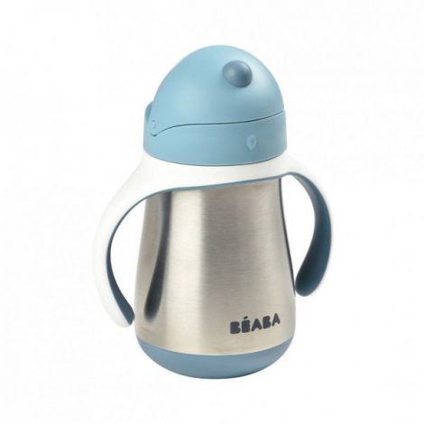 Cana inox cu pai 250ml - Albastru - poza 3