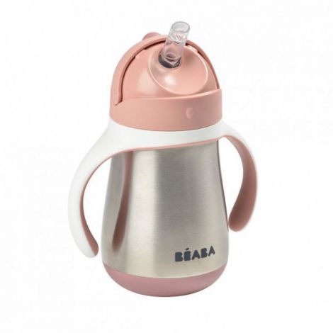 Cana inox cu pai 250ml - Roz - poza 1