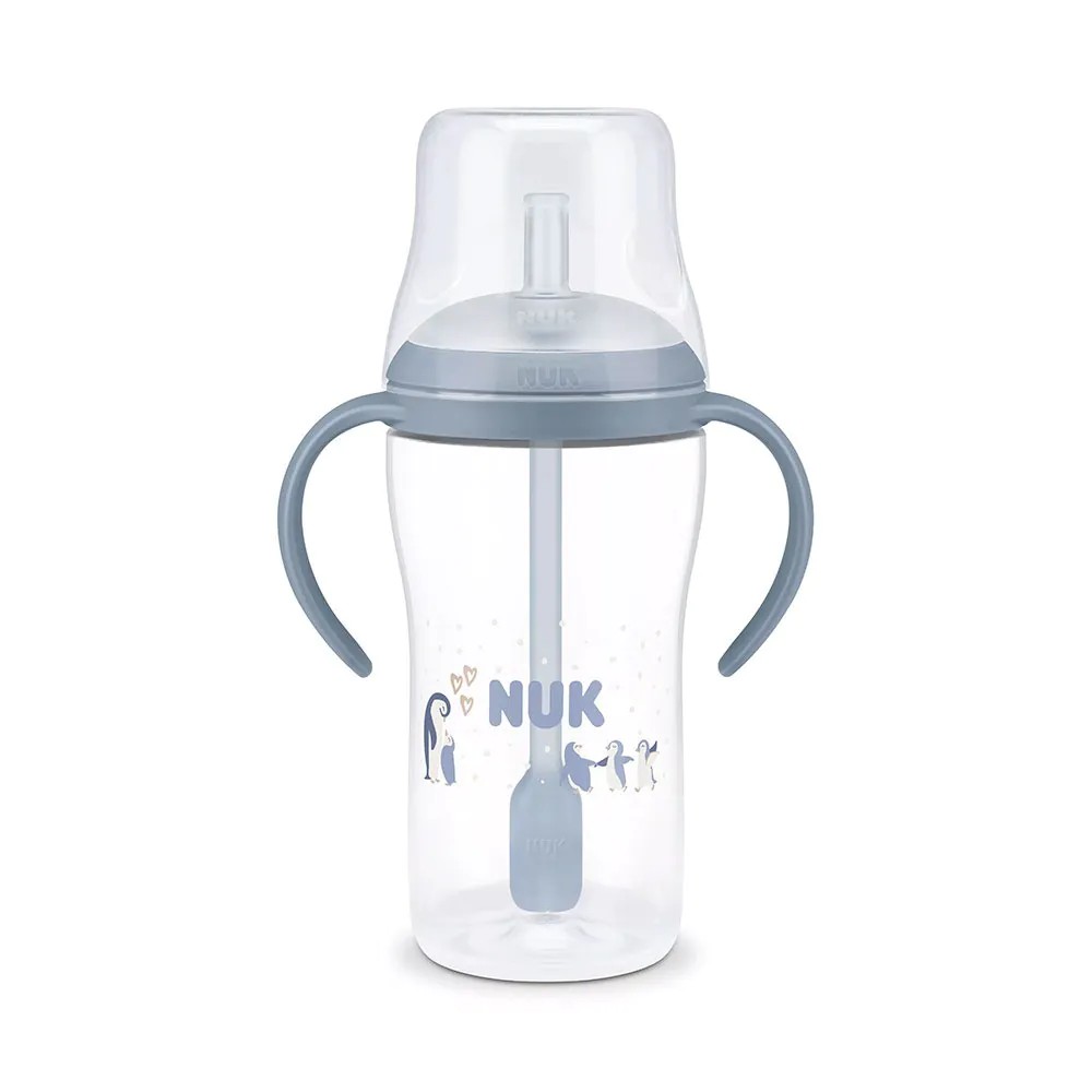 Cana Invatare NUK cu Pai 260 ml Albastru Pinguin 8 luni plus - poza 1