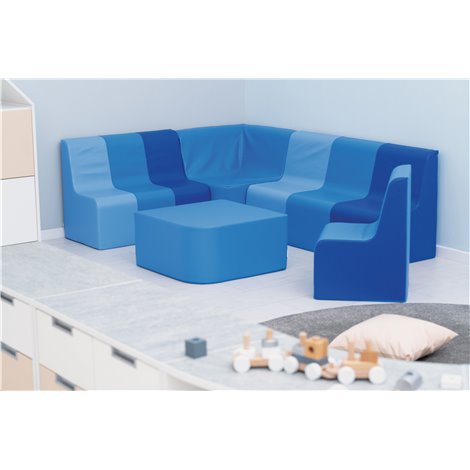 Canapea de colt din spuma usoara cu spatar, Marine, 60 x 60 x 60 cm H, 30 cm H sezut, cresa si gradinita - poza 4
