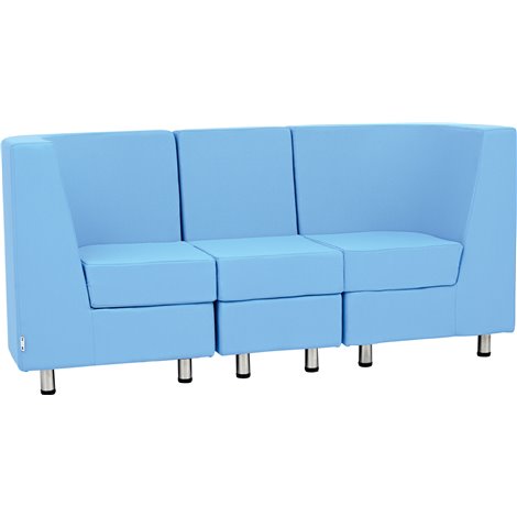 Canapea tripla sala de asteptare Verba bleu, sezut 45 cm H, rezistenta la foc - poza 1
