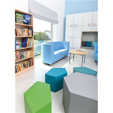Canapea tripla sala de asteptare Verba bleu, sezut 45 cm H, rezistenta la foc - poza 2