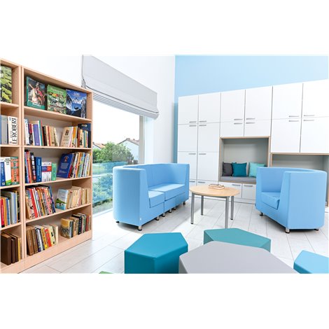 Canapea tripla sala de asteptare Verba bleu, sezut 45 cm H, rezistenta la foc - poza 3