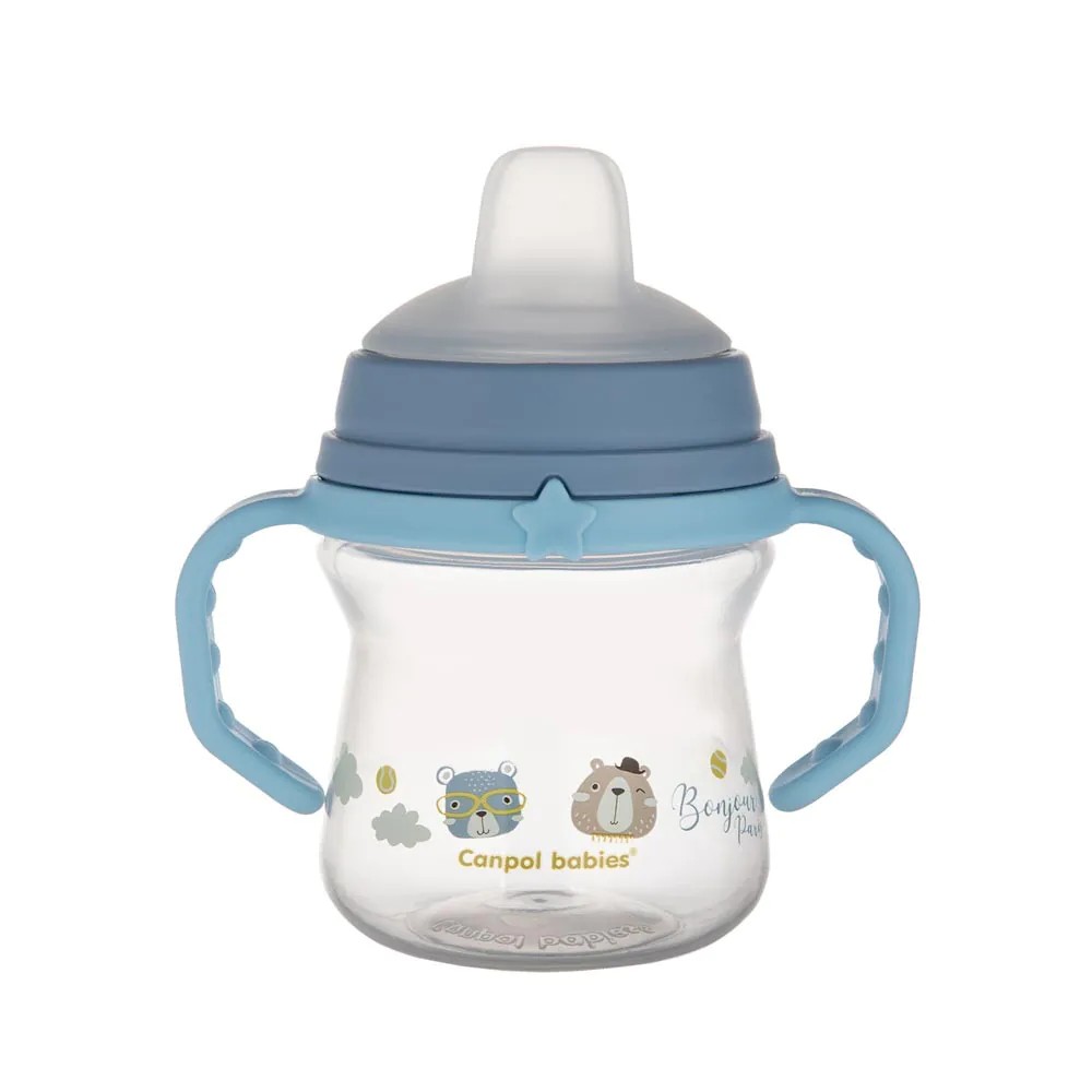 Canita cu duza moale din silicon Canpol Bonjour Paris 150 ml Albastru - poza 1
