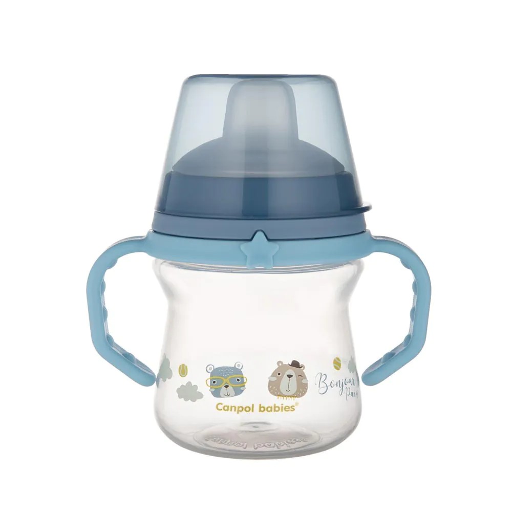 Canita cu duza moale din silicon Canpol Bonjour Paris 150 ml Albastru - poza 4