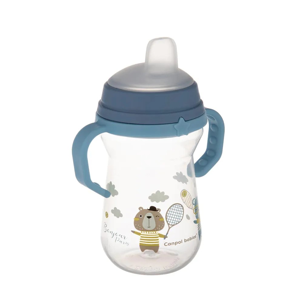 Canita cu duza moale din silicon Canpol Bonjour Paris 250 ml Albastru - poza 2