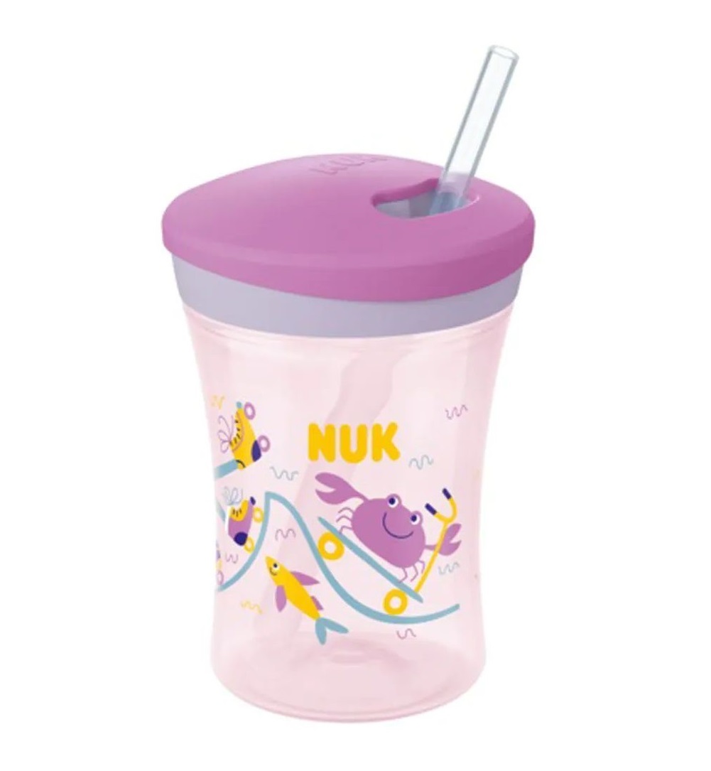 Canita cu pai Nuk Active Cup Pink 230 ml - poza 1