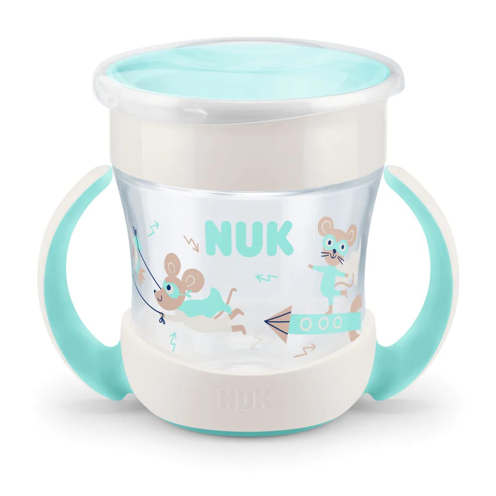 Canuta antivarsare cu manere NUK Mini Magic 160 ml 6 luni verde cu soricei - poza 2