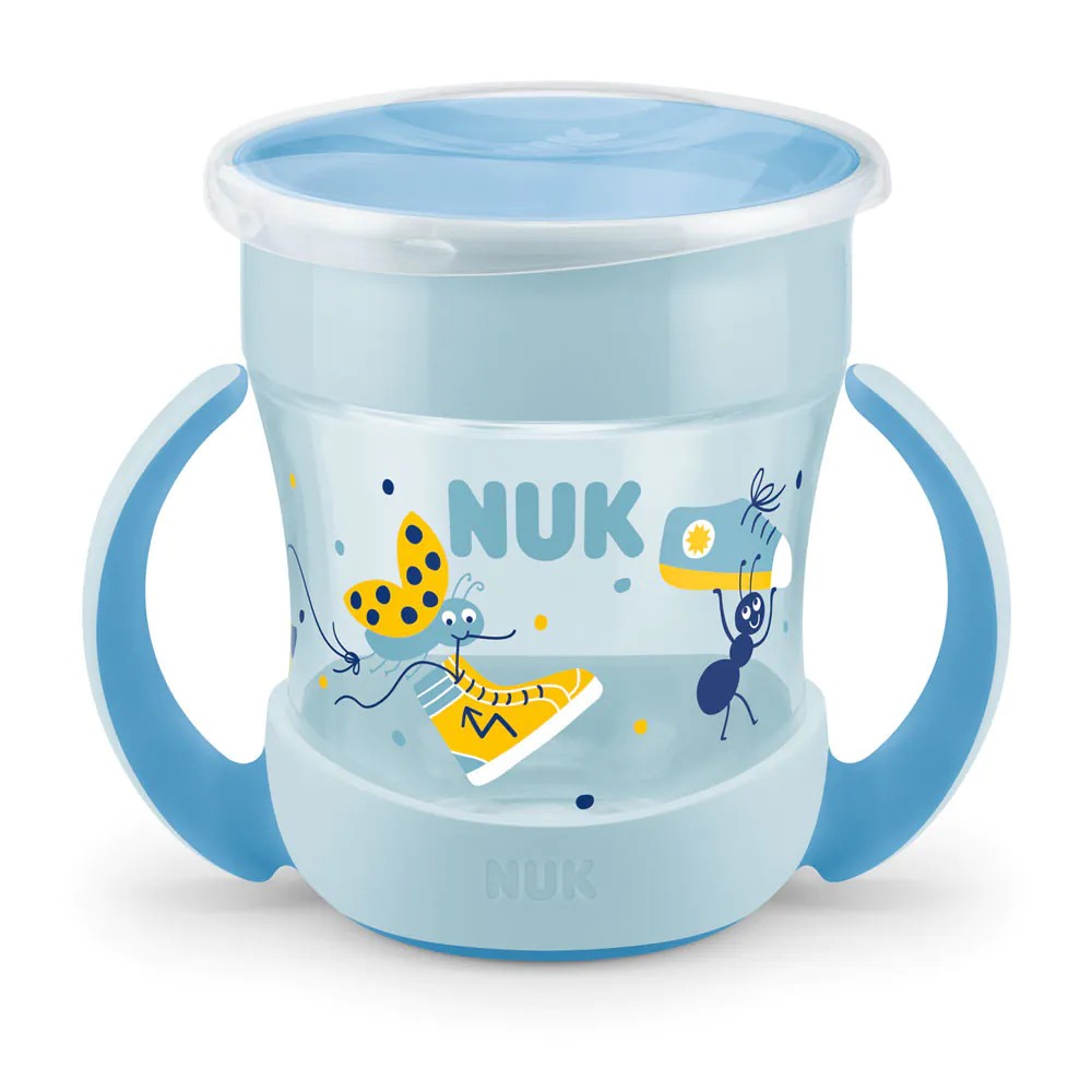 Canuta antivarsare cu manere NUK Mini Magic 160ml 6 luni + Albastra - poza 2